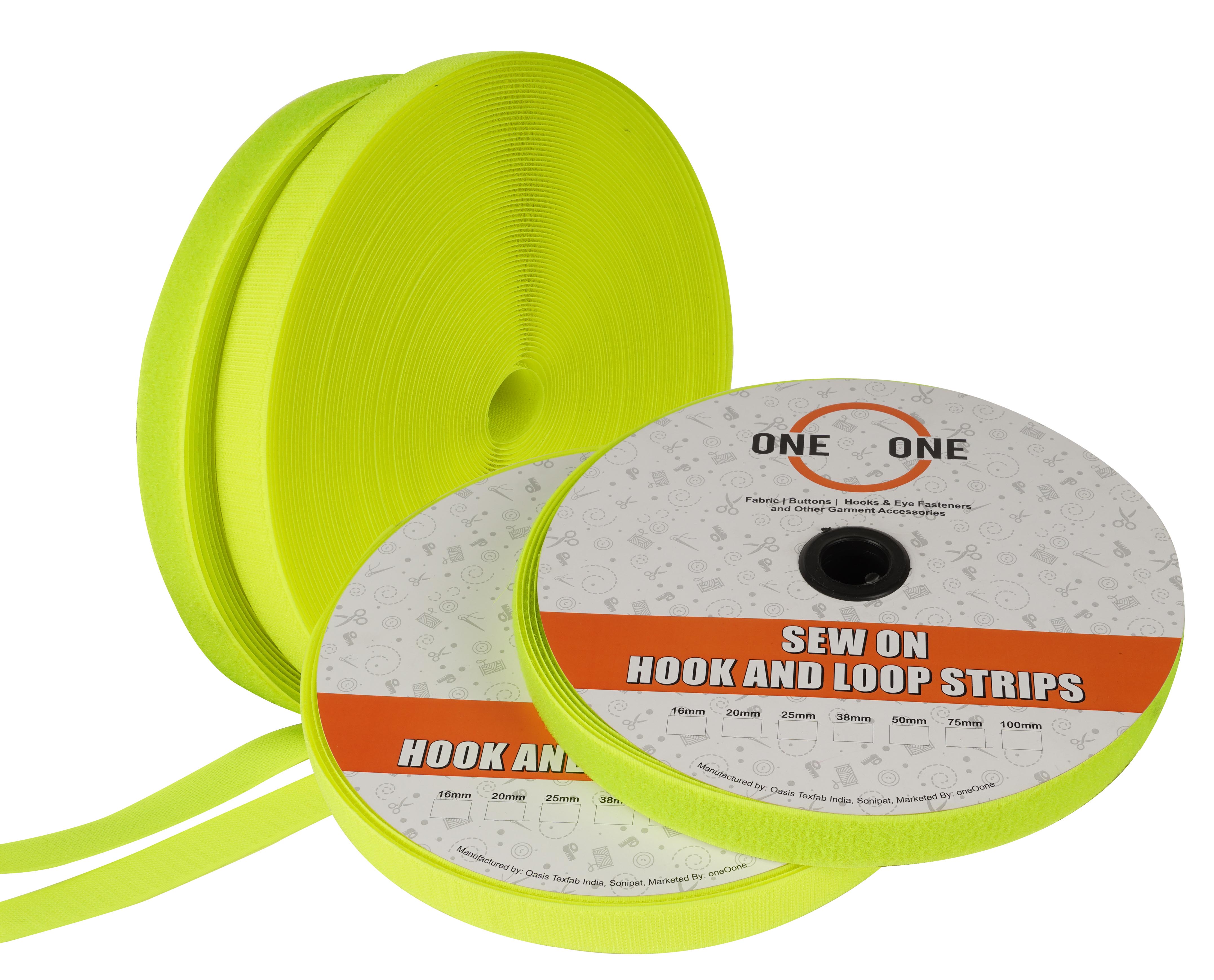 

oneOone Пришивні смужки тканини на липучках Неклейка задня нейлонові смужки Тканинна застібка Неклейка переплетена стрічка Коричневий- 25 25mm світло-зелений колір