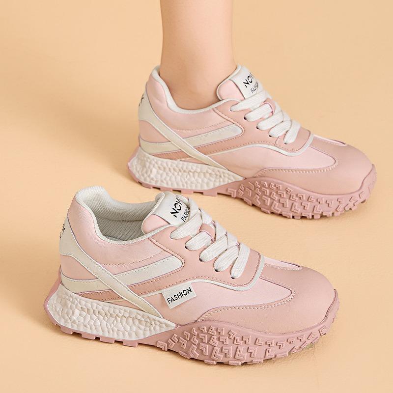 Women's spring new thick-soled versatile color matching breathable heightening shoes ballet sneakers women