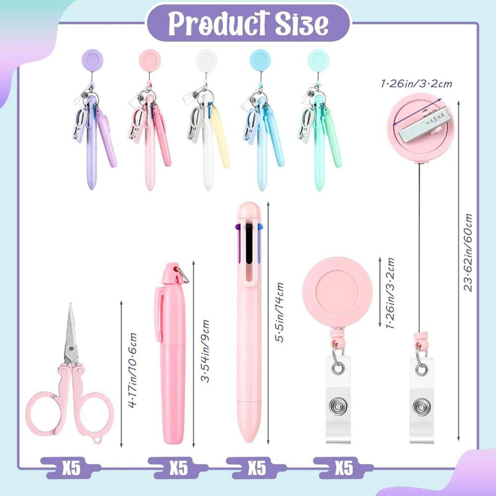 Retractable Student Badge Set Rotatable Nurse Badge Clip Gift Nurse Pen Pack