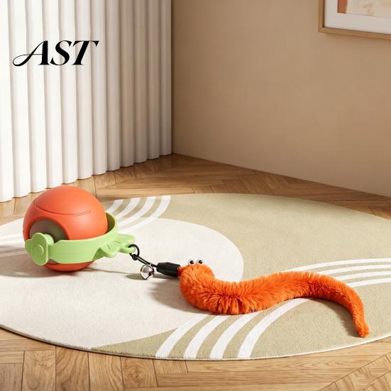 Interactive Cat Toy Ball, Self Rolling Ball with Bell And Detachable Plush Tail, Indoor Entertainment Automatic Obstacle Avoidance, Rechargeable Light