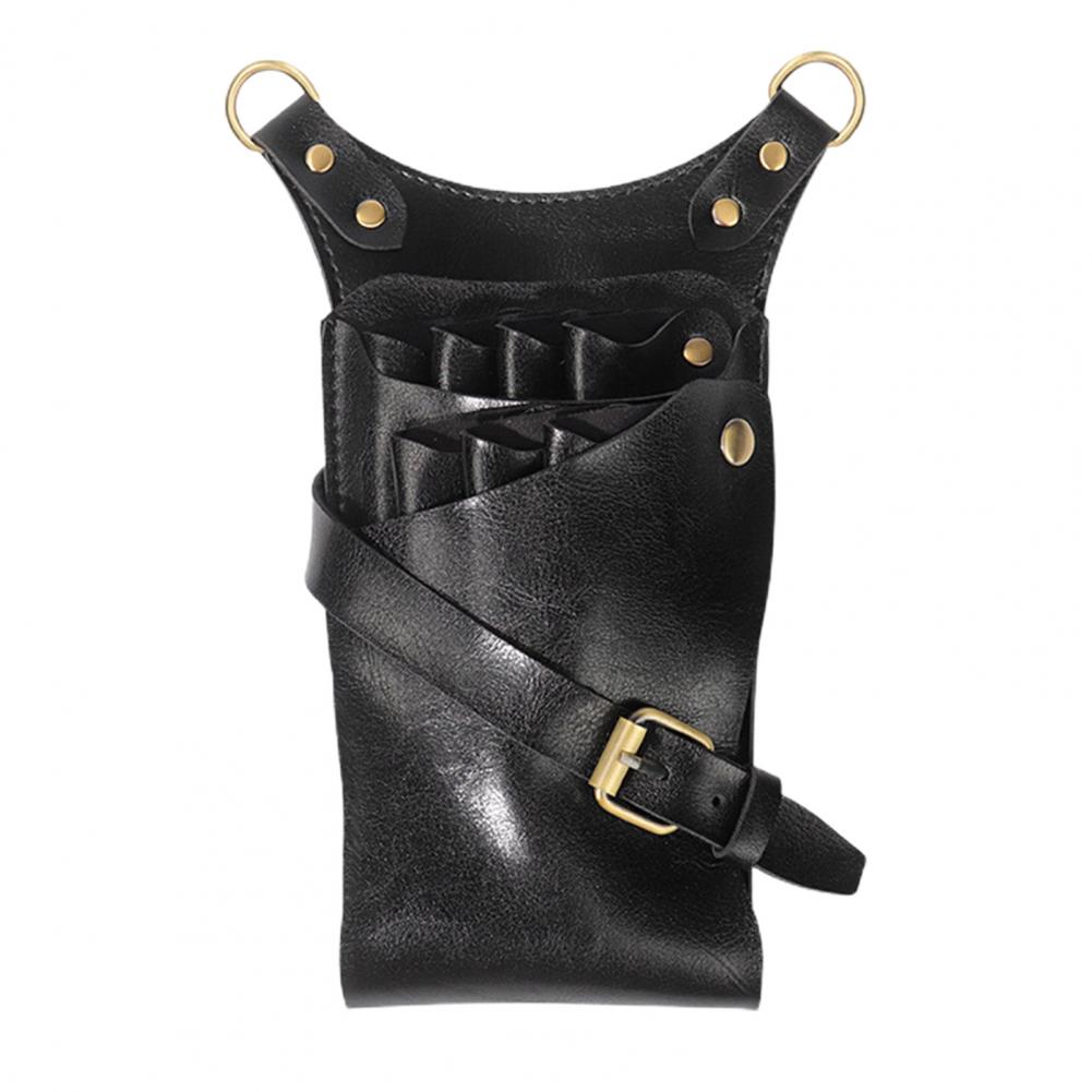 Hair Scissor Bag 7 Slots Faux Leather Hair Scissor Bag Clips Bag Hairdressing Barber Scissor Holster Pouch Holder Case With Belt
