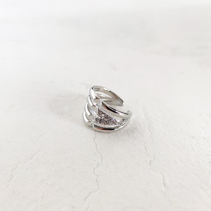 

Zircon ring female ins cold wind exaggerated ring simple opening ring niche index finger ring new Opening adjustable срібний