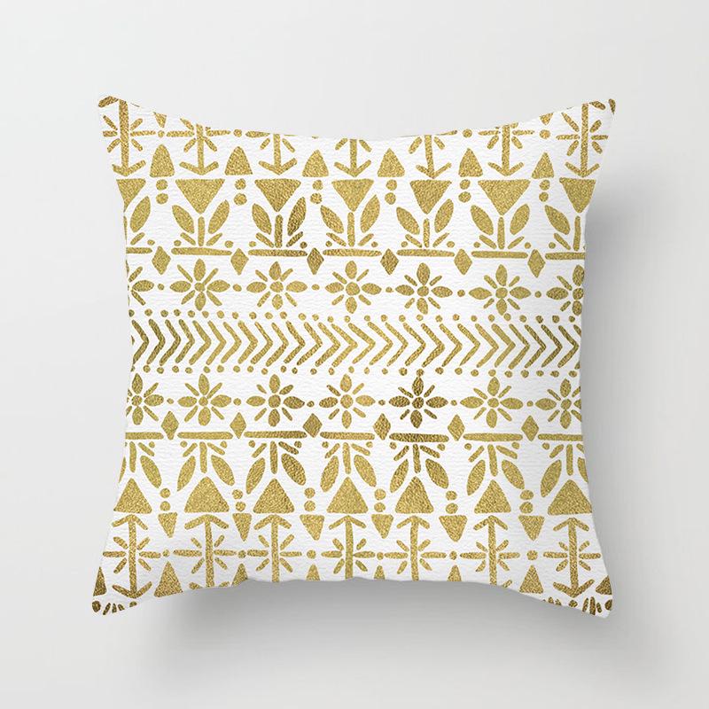 European Style Golden Geometric Print Car Pillow Cover Sofa Cushion Cover Home Furnishings