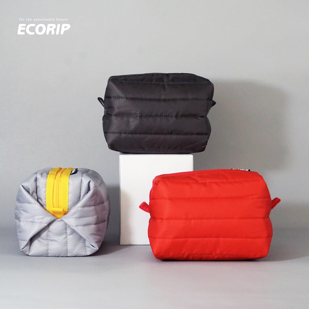 padou Ecorip Cooler Origami Pouch Made with Recycled Insulated Cooler Keeps Food Cold and Made in Japan (Gray) - Water-repellent, Lightweight,