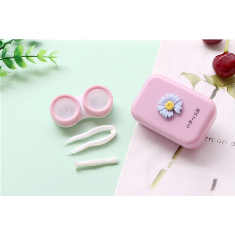 1pc Ins Letter Print Contact Lens Case Contact Lens Companion Box Beauty Eye Box Portable Contact Lens Box with Mirror Tweezers