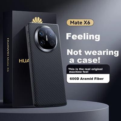 Aramid Fiber Hidden Magnetic RingPhone Case for Huawei Mate X6, Ultra-Thin Full Coverage Kevlar Foldable Screen Single Back Case