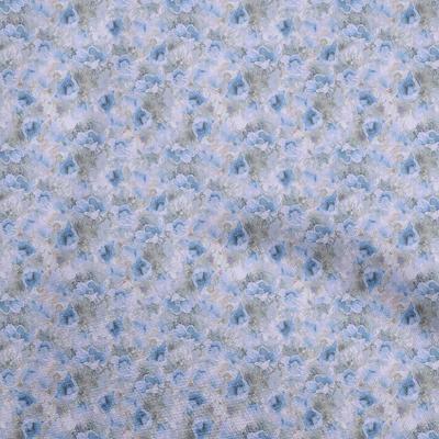 Hellblauer Baumwoll-Popeline-Stoff mit abstraktem Blumen-Nähstoff, Meterware, bedruckt, DIY-Kleidung, Nähzubehör, 42 Zoll