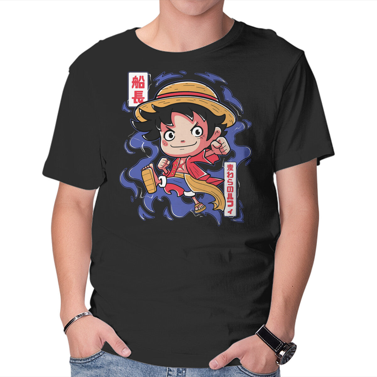 Unisex Crew Neck T-Shirt Luffy King Of The Pirates Graphic Short Sleeve Casual Tee L