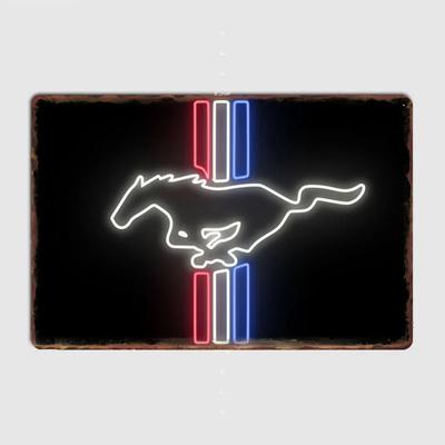 Mustang Neon Sign Metal Sign Poster Garage Living Room Decor Cinema Living Custom Tin Vintage Wall  Home Decorations