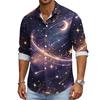 Men's Loose Fit Long Sleeve Shirt Halloween Design Breathable Casual Vintage Style Button Down Shirt for Spring and Autumn Outdoor Workwear
