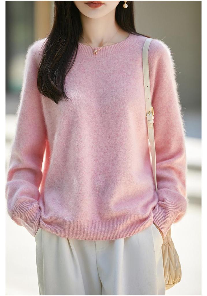 2026 Autumn/Winter Women's Loose Round Neck 100% Wool Long Sleeve Sweater