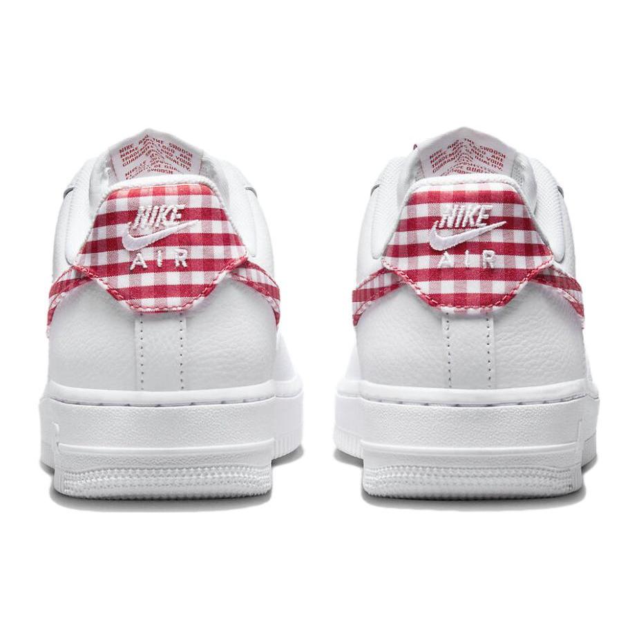 New Nike Air Force 1 Low '07 Essential White Mystic Red Gingham Women's DZ2784-101
