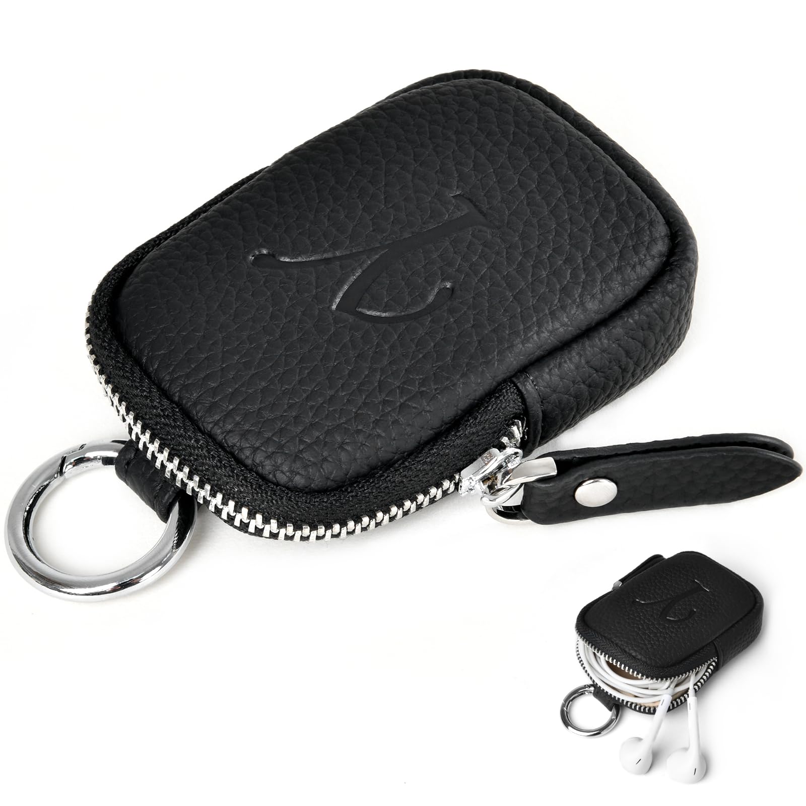 

Мини монетница с тиснением инициалов, чехол для наушников, наушников, хранения, ПУ, маленький, на молнии, для ключей, ручной, мешочек, кошелек, чехол, мешочек, сумка, кожа, для макияжа, чёрный