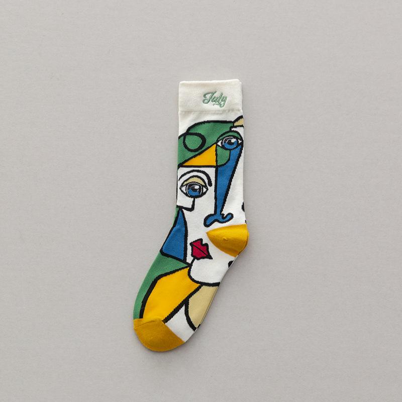 Personality Tide Socks Fashion Ins Trend Graffiti Sports Couple Socks In the Tube Letter Embroidery Cotton Socks