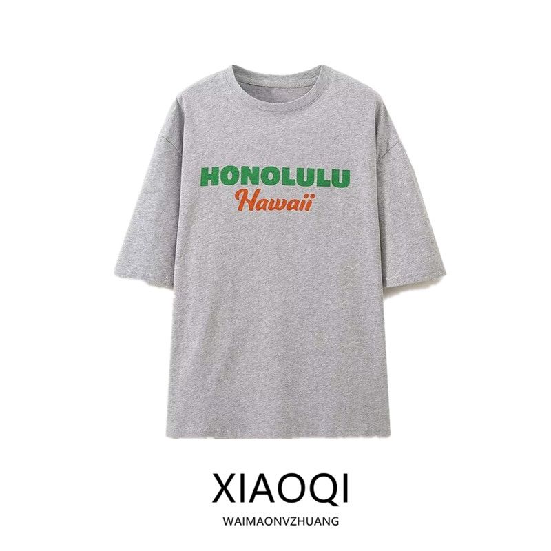 Fashion Style 2024 Autumn New Women's Clothing Casual Easiest for Match Printed Round Neck Short Sleeve T-shirt 0085834