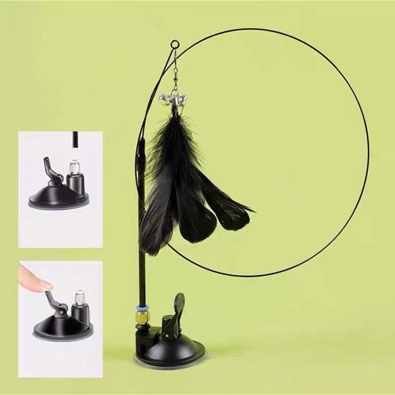 New Strong Suction Cup Cat Teaser with Bell Long Rod Detachable Cat Self-entertainment Toy