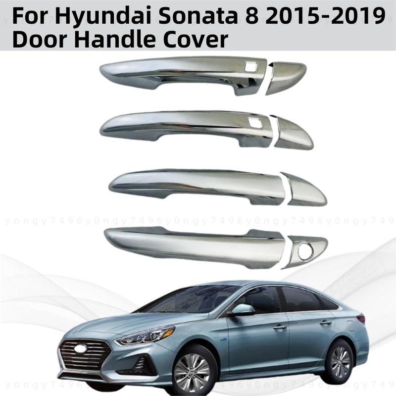 Chrome Retrofit Car Accessory Door Handle Covers Trim Paste Style For Hyundai Sonata 8 2015 2016 2017 2018  Paste style