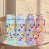 1PC Ditsy Summer Blossom 750ml Color Plastic Sports Water Bottle Leakproof Flip Straw Lid Suitable for Sports Office Home Use