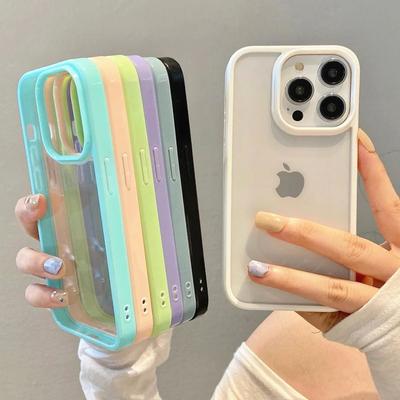 Przezroczyste etui na telefon w cukierkowym kolorze z bumperem dla iPhone 16 Pro Max 15 14 13 12 11 XR XS X 7 8 Plus mini SE3 Miękka wstrząsoodporna osłona
