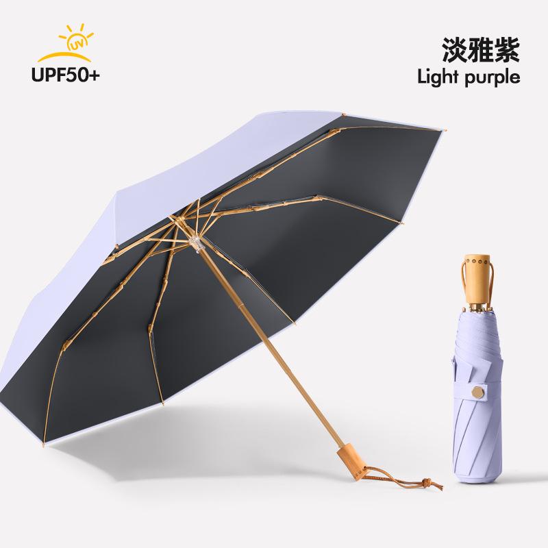 New hand-opened 8-bone vinyl weather and rain parasol folding sunscreen parasol three-fold sun umbrella fixed