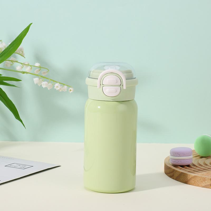 

Кружка-горошина для двойного напитка из нержавеющей стали 304, термос с двойными стенками, маленькая, свежая, студенческая, для улицы, портативная, с откидной крышкой 500ml зелёный