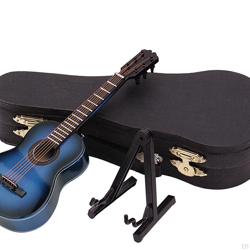 1/12 Scale Guitar with Stand and Case Musical Gift Instrument for Ornaments