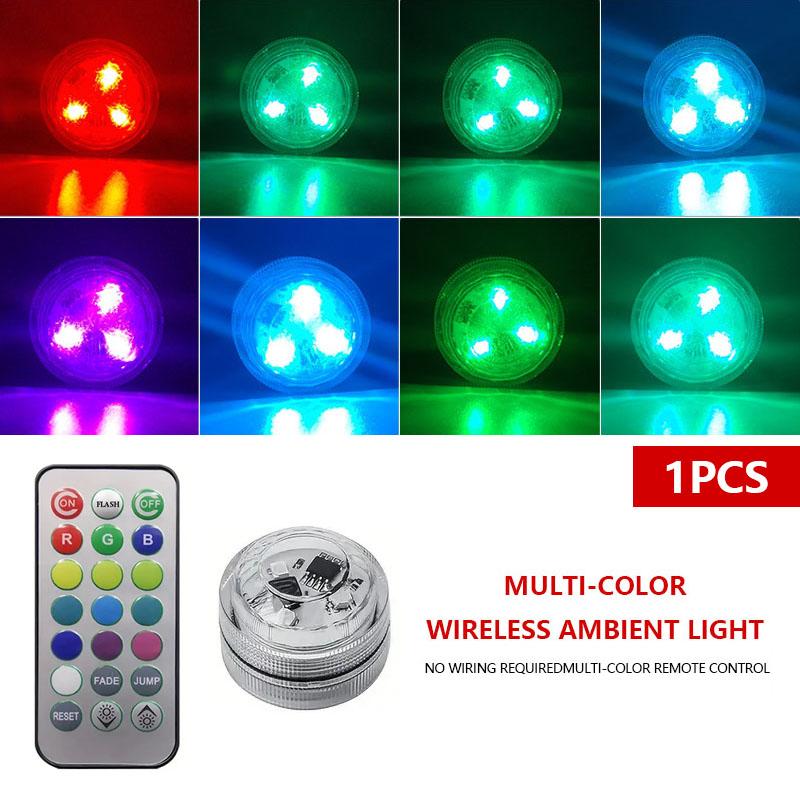 LED Car Interior Ambient Light Decoration Wireless Adhesive Bicycle Tail Light Auto Roof Atmosphere Lamp Diamond Diving Light