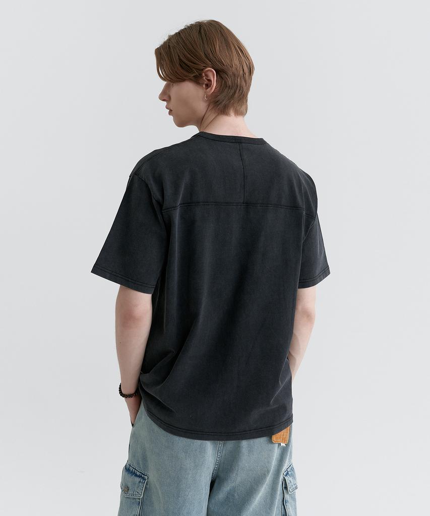 MAGOODGAN Swagver 3595 Pigment Pocket Semi-Overfit Black Short Sleeve Tee
