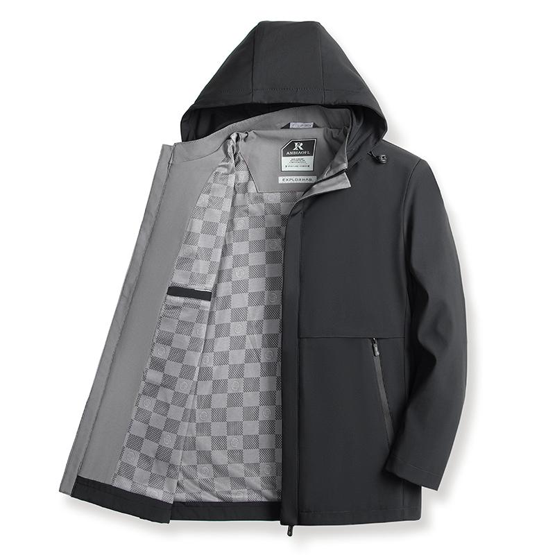 

Detachable Hooded Jacket for Men, Solid Color Versatile Casual Wear, Casual Windbreaker Jacket, Outerwear L чорний