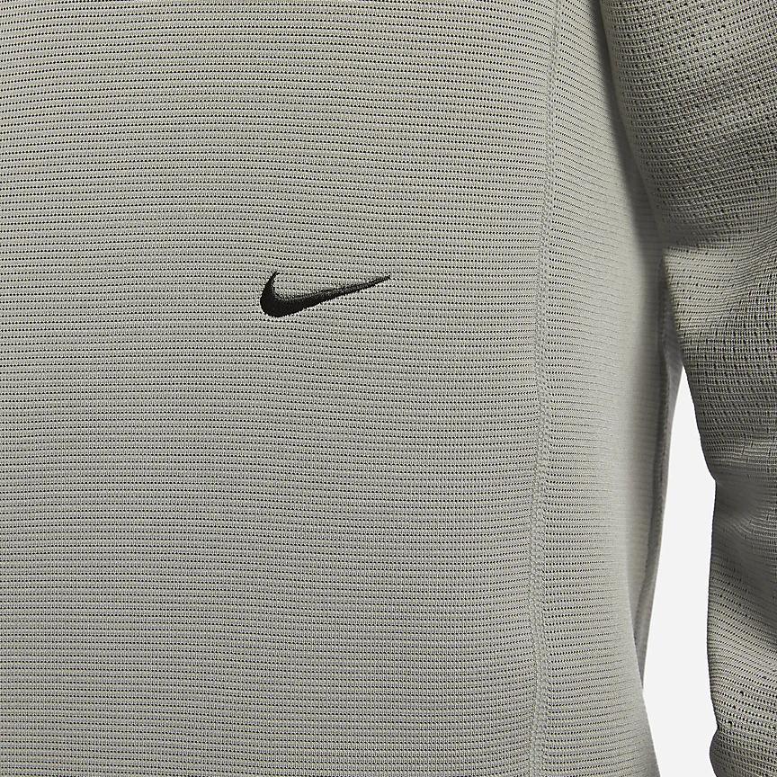 Nike A.P.S. Solid Crew Neck Casual Long Sleeve T-Shirt Men Tops Dark-Mud-Gray FN2974-053