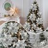 Christmas Glitter Artificial Flowers Christmas Tree Hanging Ornaments Fake Flower for Home 2025 Xmas New Year 2026 Navidad Gift