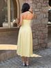 Womens' Spring/Summer 2026 Casual European & American Halter Neck Waist-Cinching Solid Color Dress