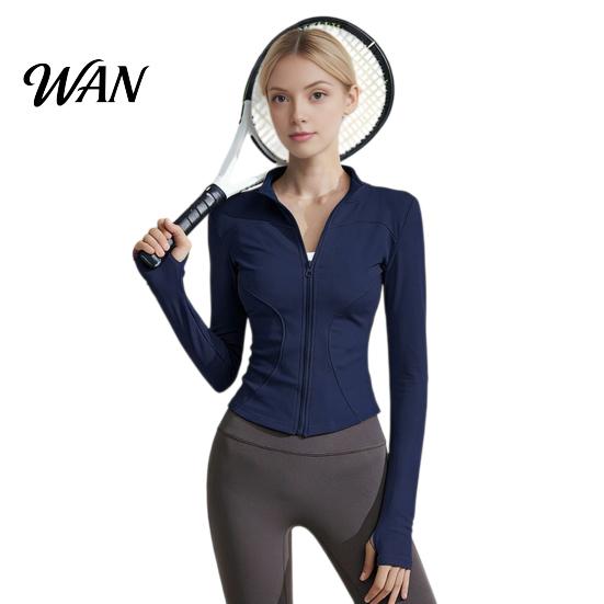 Thumb Hole Sleeves Yoga Top Women Long Sleeve Workout Tops Quick Dry Full Zip Crop Athletic Slim Sweat-wicking Wear Fit Shirts Sportwear with