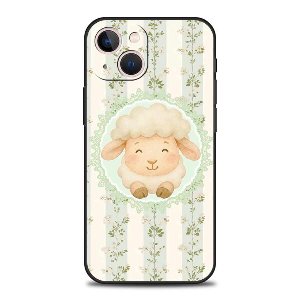 Phone Case Cover for iPhone 17 16 15 14 13 12 Pro Max 11 Pro Max 17AIR Plus Shockproof Soft TPU Bag Cute Little Lamb Angel Sheep