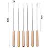 Stainless Steel Fondue Forks with Wood Handle,Chocolate Fork,Fruit Dessert,Cheese BBQ Fork Set,Hot Pot Skewer Kitchen Tool,6 Pcs