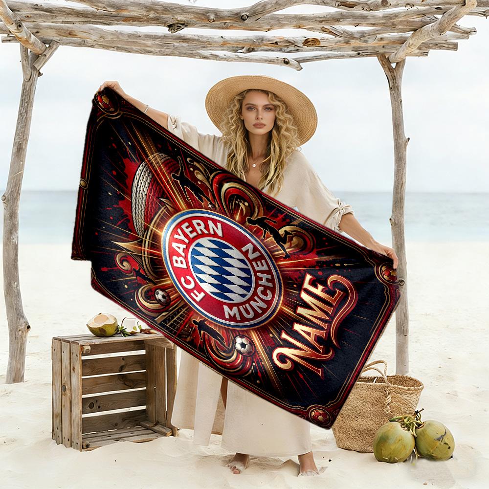 Dynamic Soccer Celebration Customize Your Name Beach Towel Soft Durable Quick-Dry