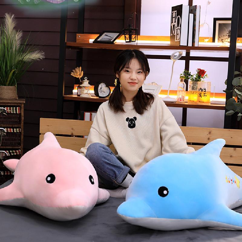 Adorable Dolphin Plush Toy Doll Soft Hug Pillow For Girls Customizable With Logo