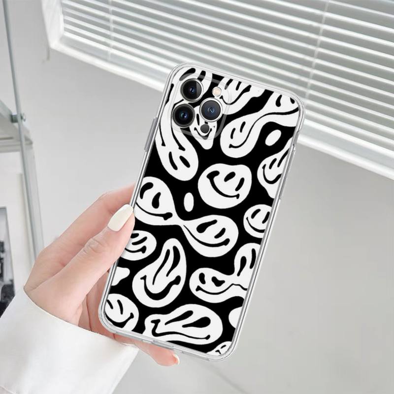 Custodia per telefono in silicone morbido con texture zebrata di mucca dalmata bianca e nera per iphone 14 13 12 11 Pro Mini XS MAX 8 7 6 Plus X XS XR