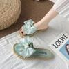 New Arrivals Open Run Ribbon Slippers Pearl Ballet Core Rattan Summer Vacation