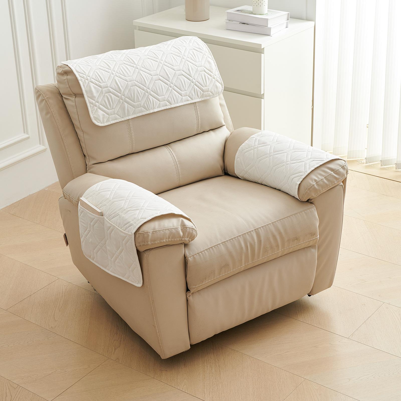 Подушка для подголовника дивана, подушка для подлокотника, набор из 3 предметов с карманом для хранения в форме восьмерки, полотенце для подлокотника кресла 1 Seat бежевый