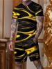 Men's Casual 2pcs Set, Coconut Palm Print T-shirt + Active Shorts Matching Set For Fitness