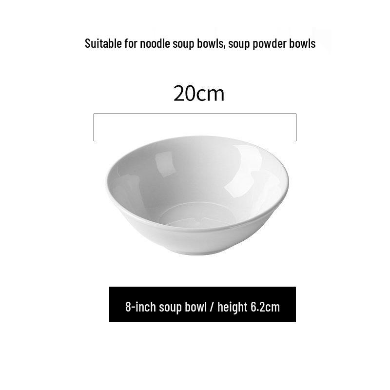 White Ceramic Microwaveable Bowl – Versatile for Soup, Noodles, Rice, and More, Ideal for Home or Commercial Use