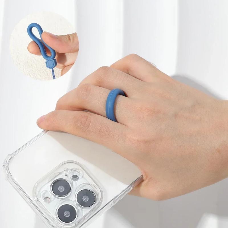 Silicone Wrist Strap Lanyard Mobile Phone Hanging Rope Finger Ring Anti-lost Straps Phone Lanyard For iPhone 16 Pro Max Samsung