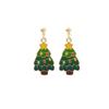 Festive Star Layered Dangle Earrings Women Zinc Alloy Drop With Christmas Tree Hat Design Oil Paint Finish