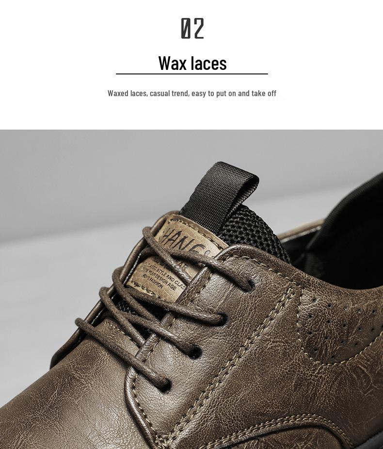 Men's Plus Size Autumn Leather Shoes - Thick Sole British Style Low-top Retro Work Boots