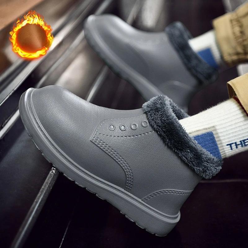 Módní sněhule pro muže Vodotěsné boty do deště Zimní teplé kotníkové boty Protiskluzové gumové boty Pánské platformové boty Venkovní holínky