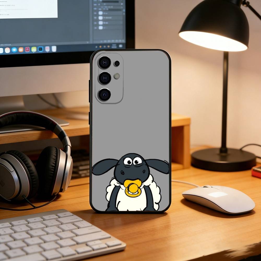 Shaun the Sheep Phone Case For Samsung S25,S24,S21,S22,S23,S30,Ultra,S20,Plus,Fe,Soft Silicone Black Cover