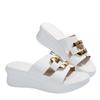 2025 summer new wedge heel sandals non-slip thick-soled muffin shoes high-heeled sandals one-word drag sequined women's slippers