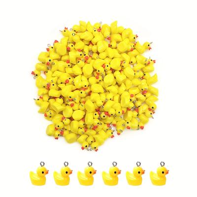 50Pcs Luminous Colored Small Yellow Duck Pendant Cute Duck Mini Resin Charms Bulk For Diy Earrings Jewelry Accessories Keychain
