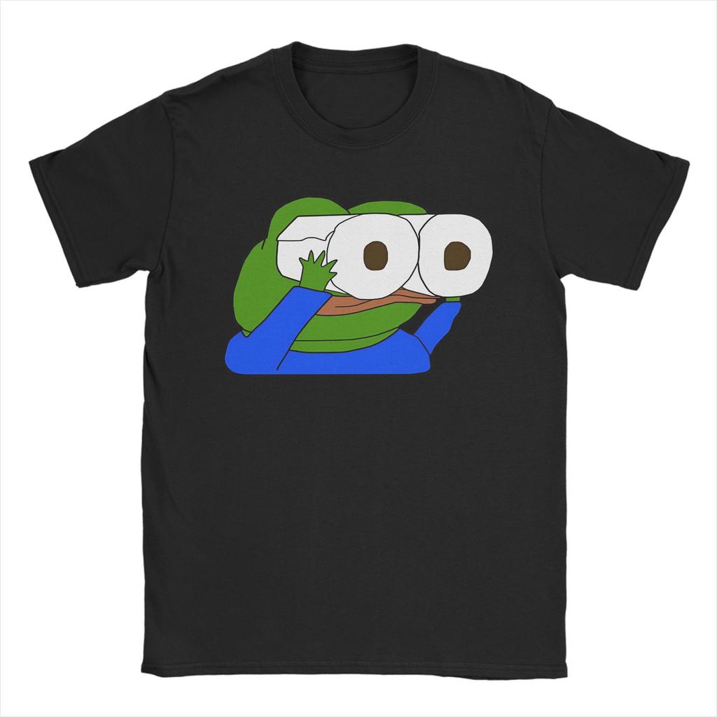 Pepes Toilet Paper Roll Binoculars Printed T Shirt Men Women Funny Meme Pure Cotton Tee Shirt Clothing